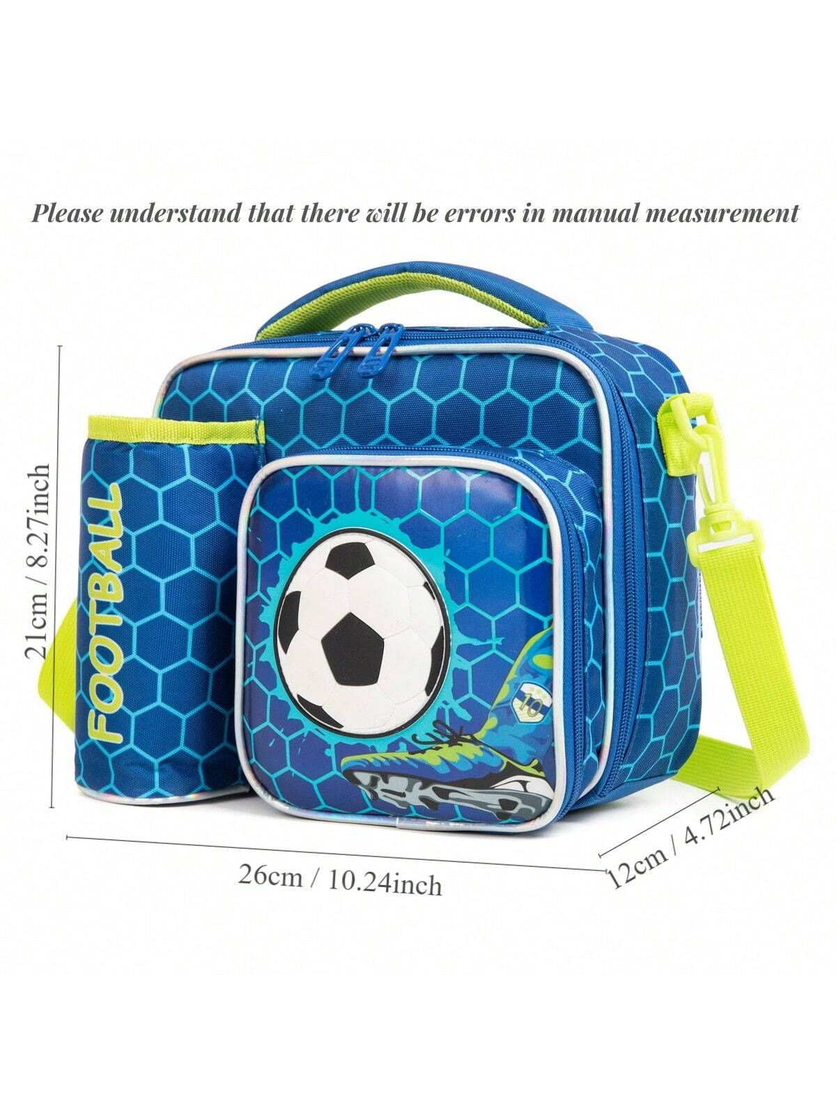 1 Pc Blue Men's Football Lunch Bag Oblique Span Portable Multi-Functional Storage Bag Bento Box Bag Thermal Bag