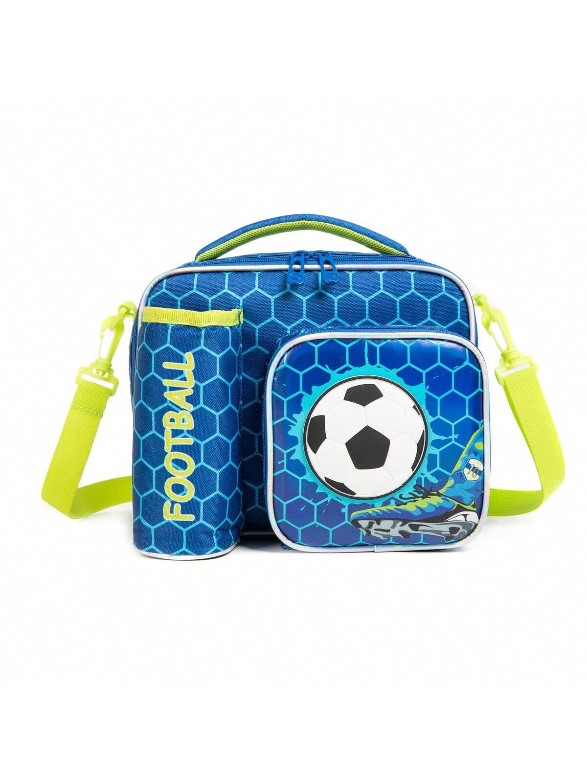 1 Pc Blue Men's Football Lunch Bag Oblique Span Portable Multi-Functional Storage Bag Bento Box Bag Thermal Bag