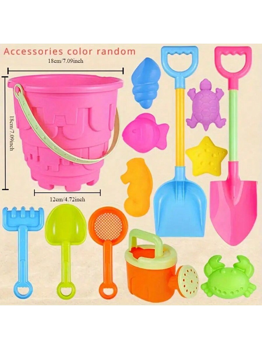 Children's Beach Toy Set Baby Playing In Water And Sand Large Sand Shovel Beach Bucket Sand Digging Tool Hourglass Accessories Color Random