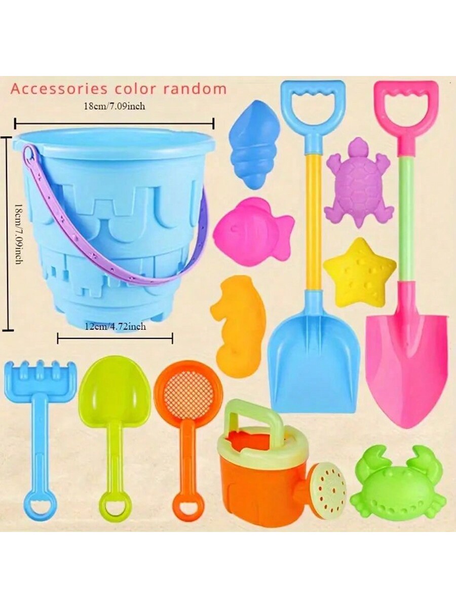 Children's Beach Toy Set Baby Playing In Water And Sand Large Sand Shovel Beach Bucket Sand Digging Tool Hourglass Accessories Color Random