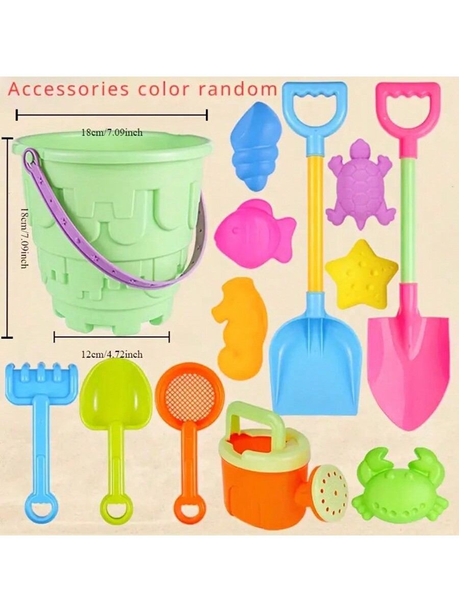 Children's Beach Toy Set Baby Playing In Water And Sand Large Sand Shovel Beach Bucket Sand Digging Tool Hourglass Accessories Color Random