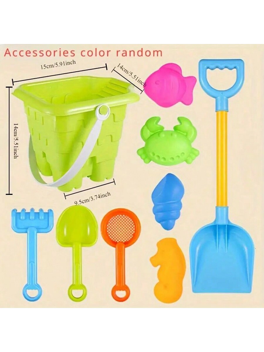 Children's Beach Toy Set Baby Playing In Water And Sand Large Sand Shovel Beach Bucket Sand Digging Tool Hourglass Accessories Color Random