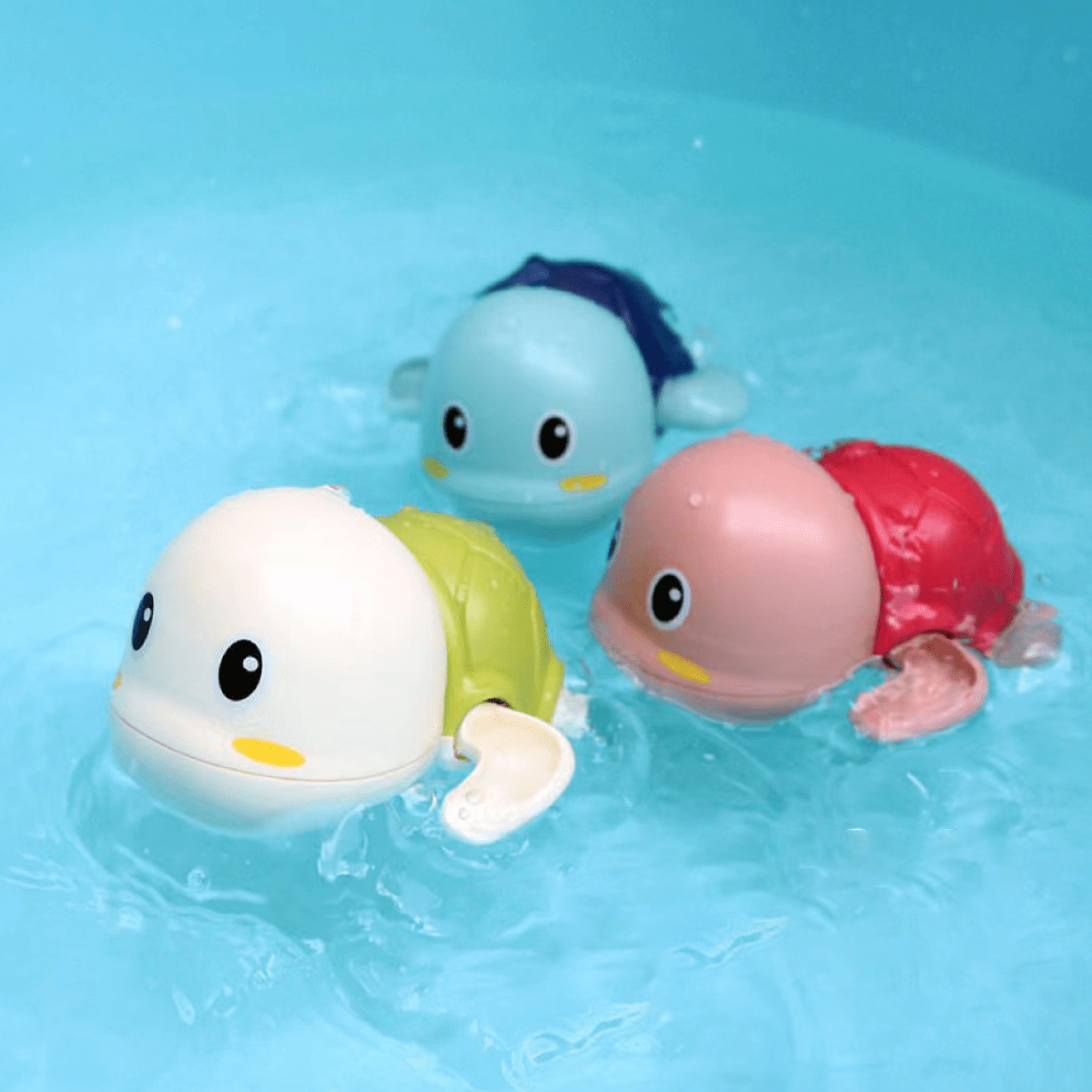 1pc Cool Animal Design Swimming Pool Toy (Dolphin, Turtle, Duck) With Wind-Up Chain For Bathing