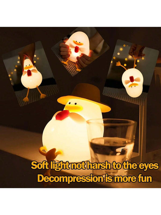 Fun Night Light, Cute Squishy Duck Bedside Lamp, Kawaii Animals Silicon Light Up , LED Decor Nightlight For Toddler Bedroom