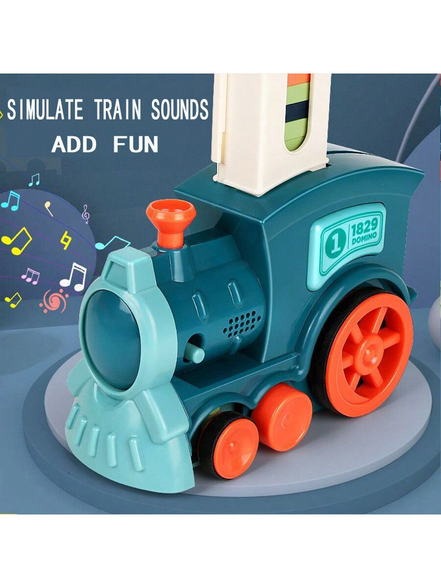 1pc Kids' Domino Truck Electronic Balance Board Mini Train Card Building Blocks Toy With Automatic Shunting, Lights, & Train Sound, Birthday Gift