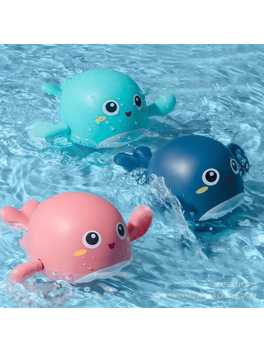 1pc Cool Animal Design Swimming Pool Toy (Dolphin, Turtle, Duck) With Wind-Up Chain For Bathing