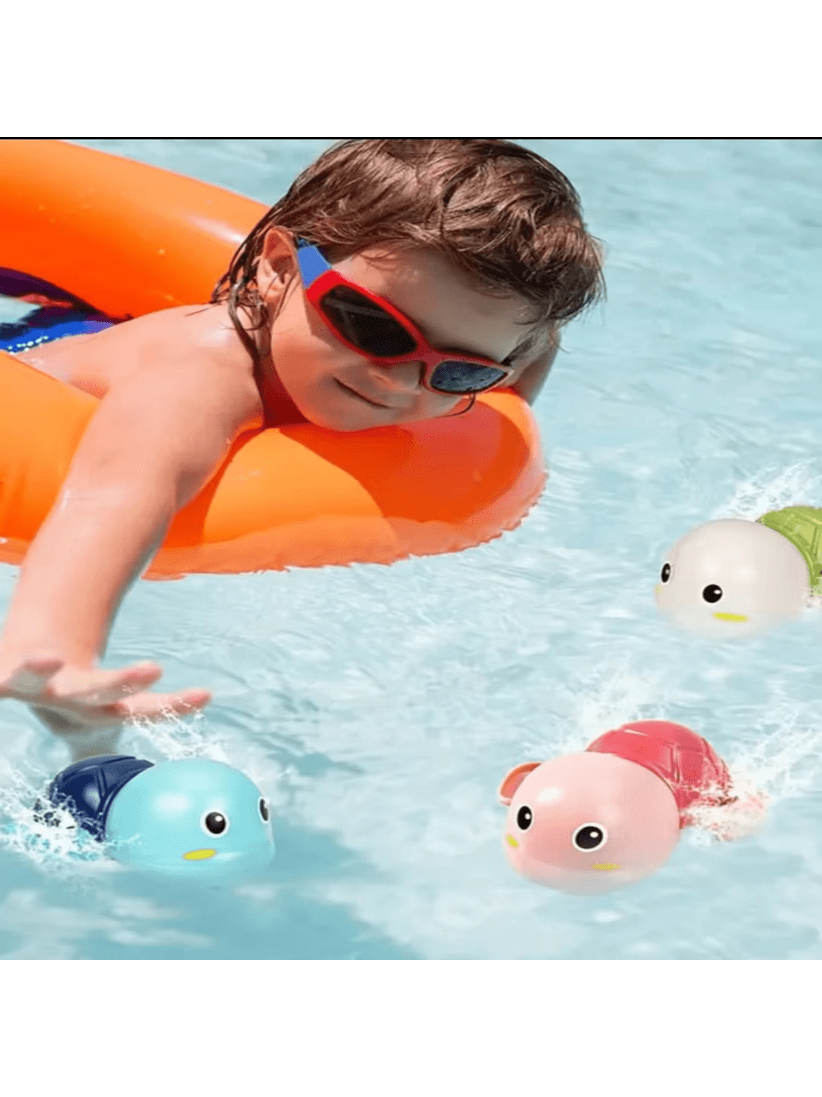 1pc Cool Animal Design Swimming Pool Toy (Dolphin, Turtle, Duck) With Wind-Up Chain For Bathing