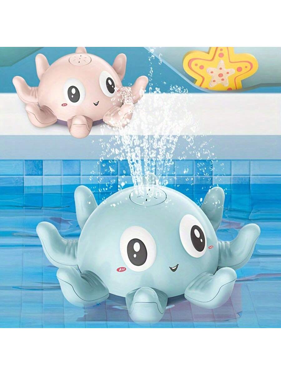 1pc Baby Bathtub Toy, Automatic Induction Water Spray Electric Octopus Toy , Water Play, Water Spray, Swimming Pool Bathroom Toy, Sprinkler Bath Toy Interactive Bath Toy, Light Up Bath Toy(Battery Not Included)