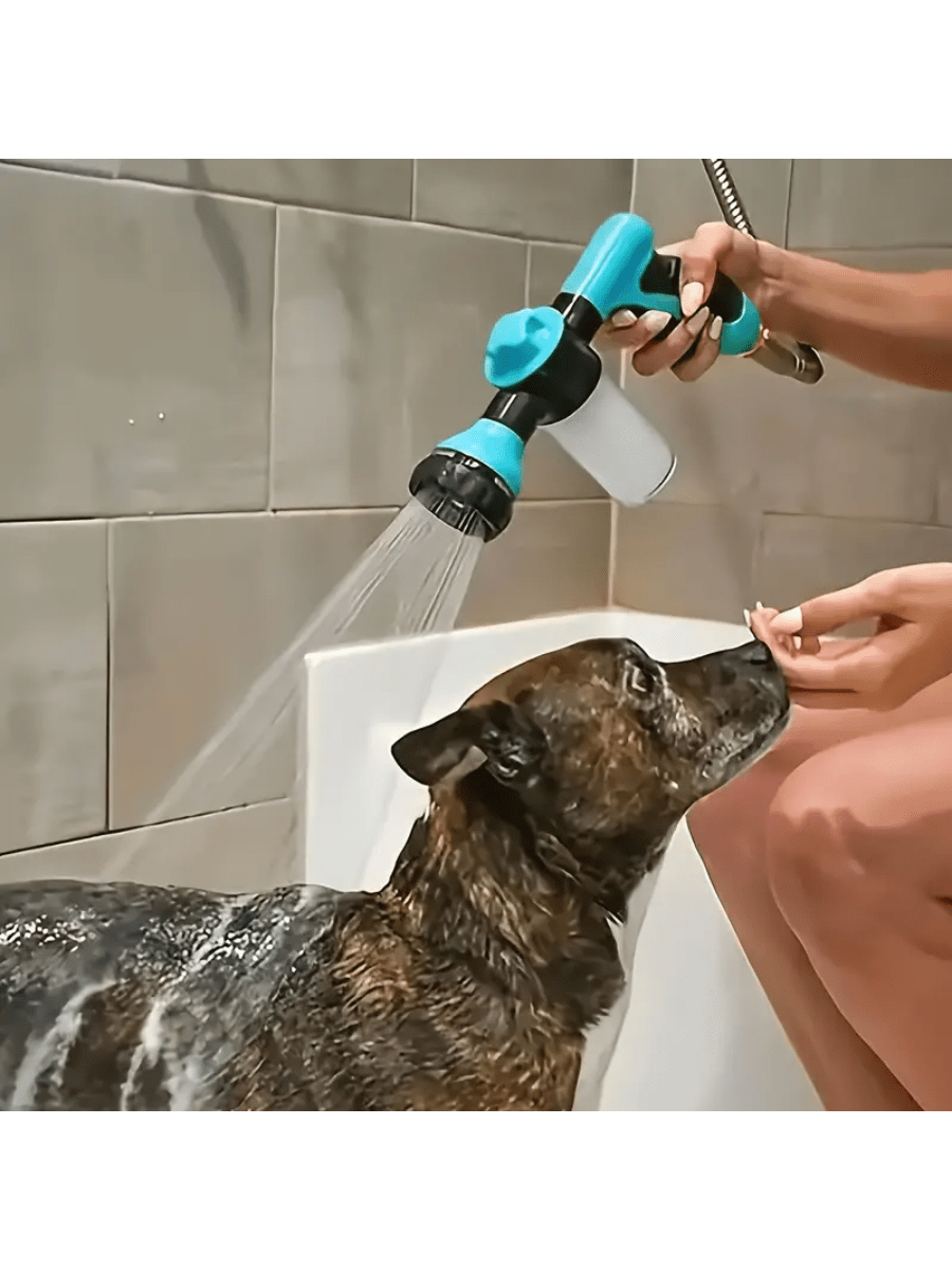 High Pressure Spray Nozzle Hose Dog Shower Head With 3 Modes, Pet Cleaning Tool For Bathtub, Water, Foam, Soap