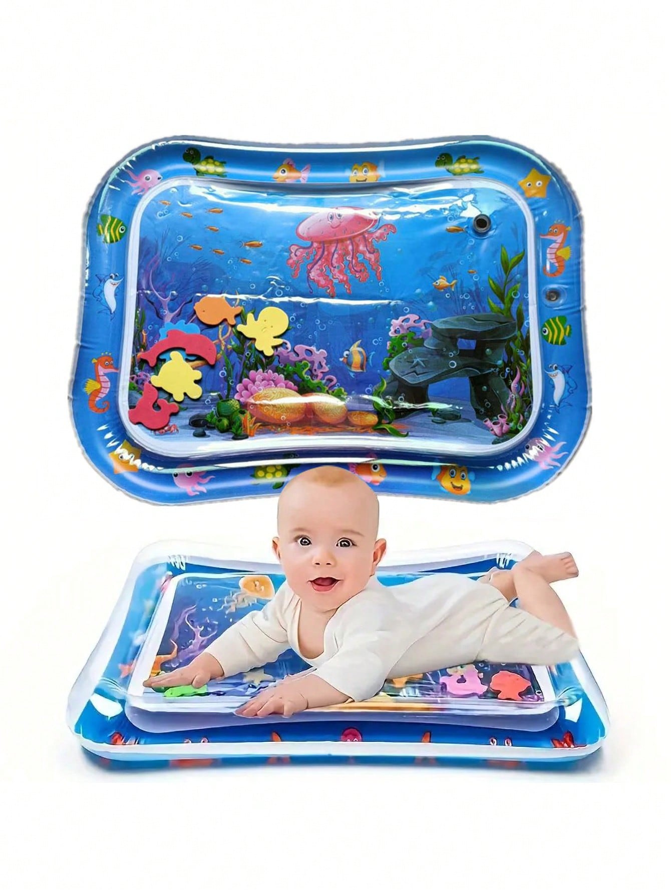 1pc Baby Water Playmat With Pat Pat & Thick Inflatable Cushion For Crawling Training, Random Color