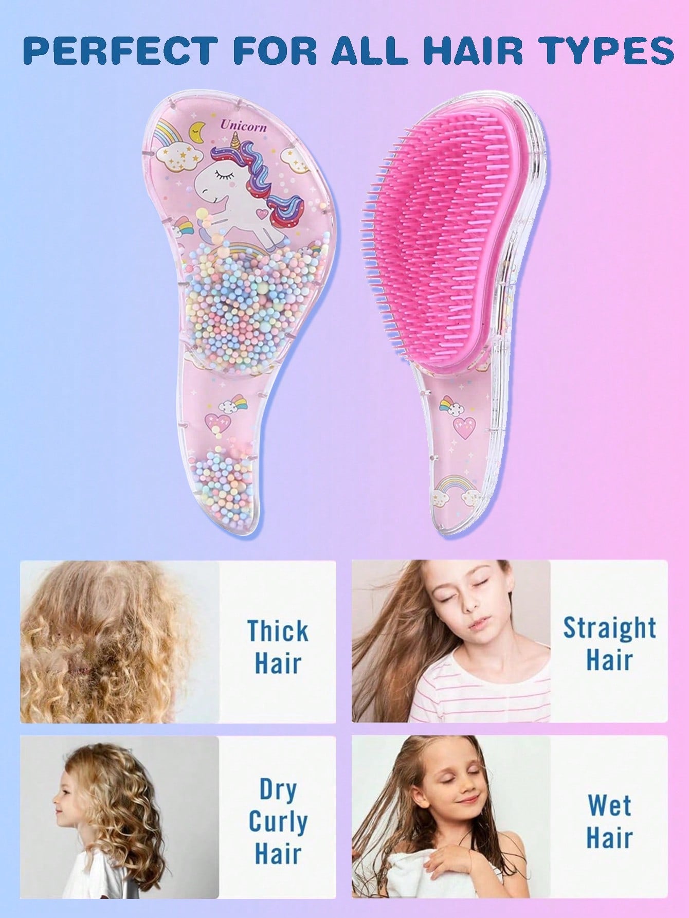 Cartoon Magic Comb Anti-Static Massage Kids Unicorn Hair Brushes Tangle Detangle Shower Massage Hairbrush Comb Salon Hair Accessories For Girls Curly Straight Long Or Short Hair