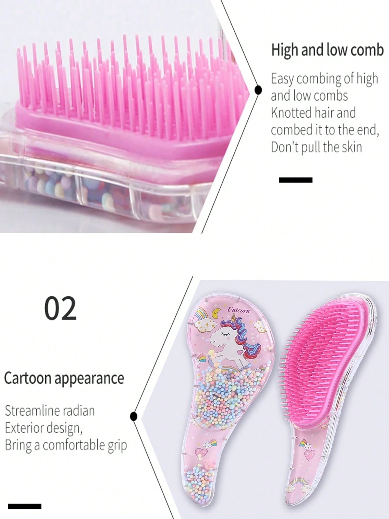 Cartoon Magic Comb Anti-Static Massage Kids Unicorn Hair Brushes Tangle Detangle Shower Massage Hairbrush Comb Salon Hair Accessories For Girls Curly Straight Long Or Short Hair