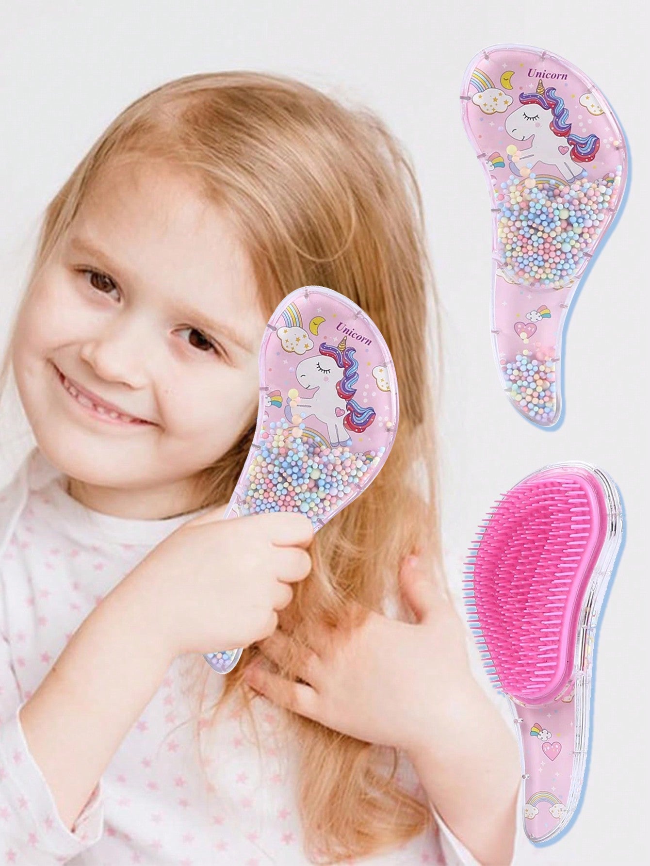 Cartoon Magic Comb Anti-Static Massage Kids Unicorn Hair Brushes Tangle Detangle Shower Massage Hairbrush Comb Salon Hair Accessories For Girls Curly Straight Long Or Short Hair