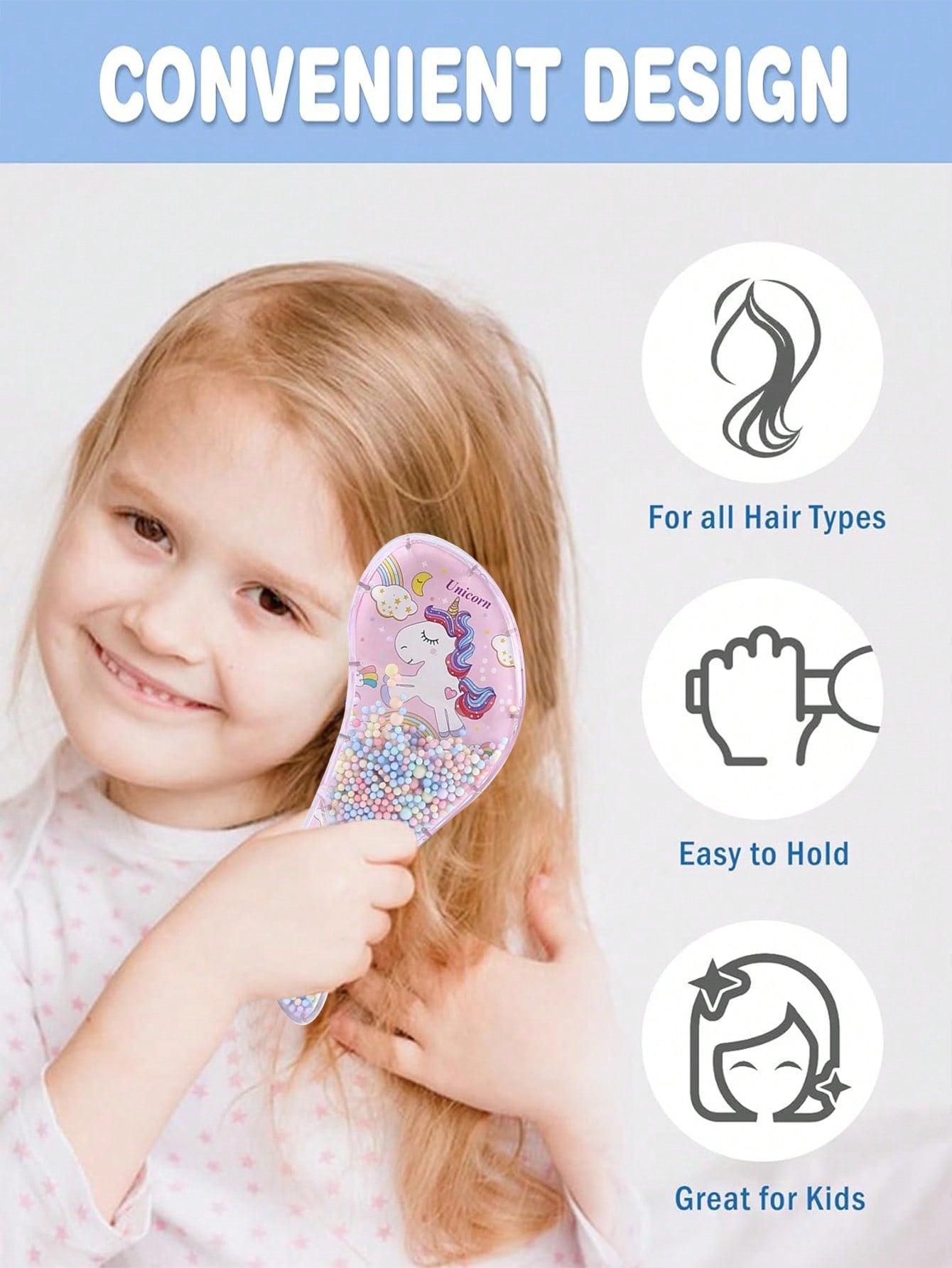 Cartoon Magic Comb Anti-Static Massage Kids Unicorn Hair Brushes Tangle Detangle Shower Massage Hairbrush Comb Salon Hair Accessories For Girls Curly Straight Long Or Short Hair