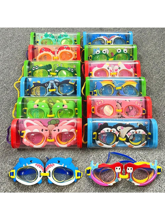 1pc Children Swimming Goggles, Kids Anti Fog & Waterproof HD Swim Eyewear, Pool Water Play Toy, Cartoon Animal Snorkel With Adjustable Strap