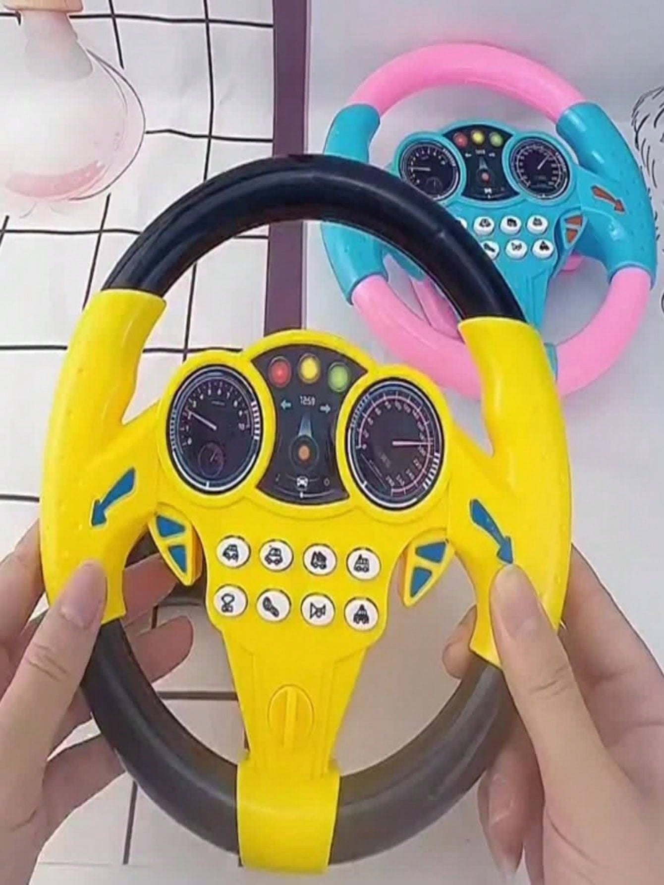 Simulated Steering Wheel Toy, Realistic Steering Wheel, Pretend Driving Experience, Christmas Gift, Game Gift (Battery Not Included)