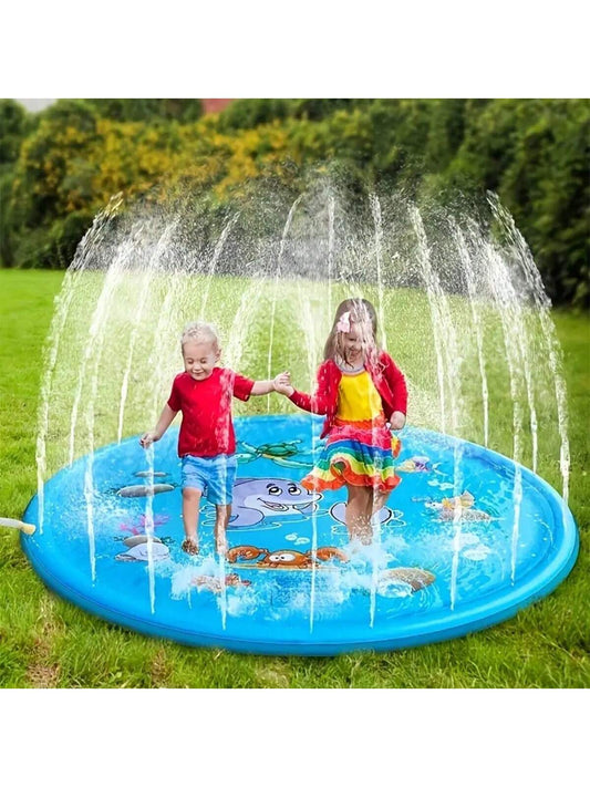 1set Outdoor Water Spray Mat, PVC Inflatable Splash-Proof Mat, Outdoor Lawn Play Mat, Play Water Spray Mat