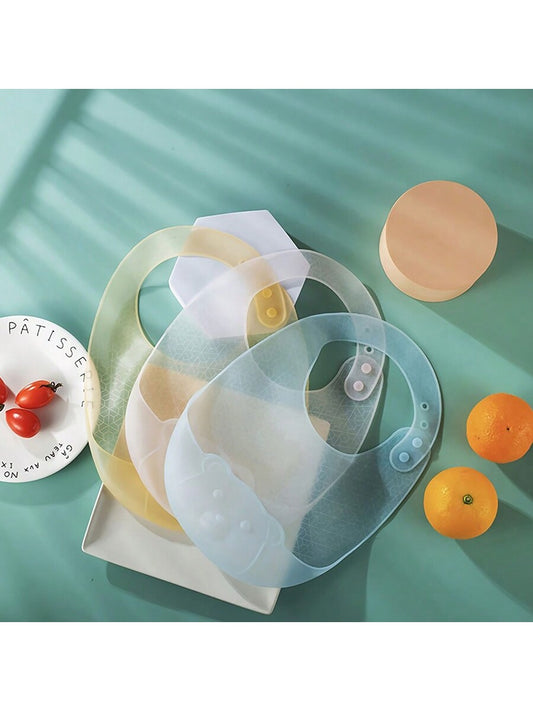 1pc Random Soft Silicone Baby Bib, Light Portable Baby Bibs For Daily Use Or Outdoor,Easy Clean