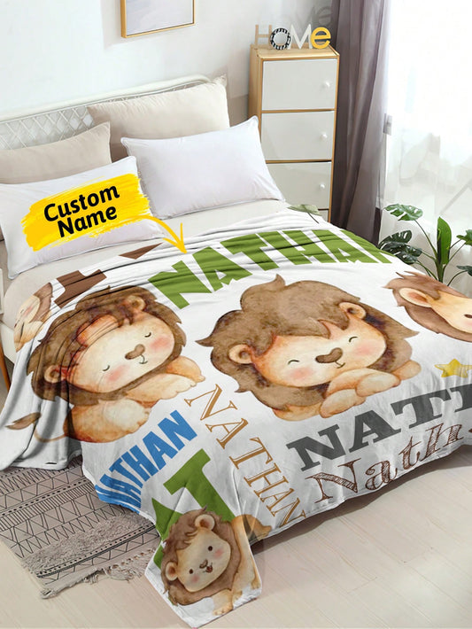 Personalized Text Lion Blanket For Boys And Girls