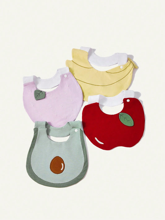 3pcs Random Set Of Soft Washable Drool Bibs With Avocado Fruit Patterns