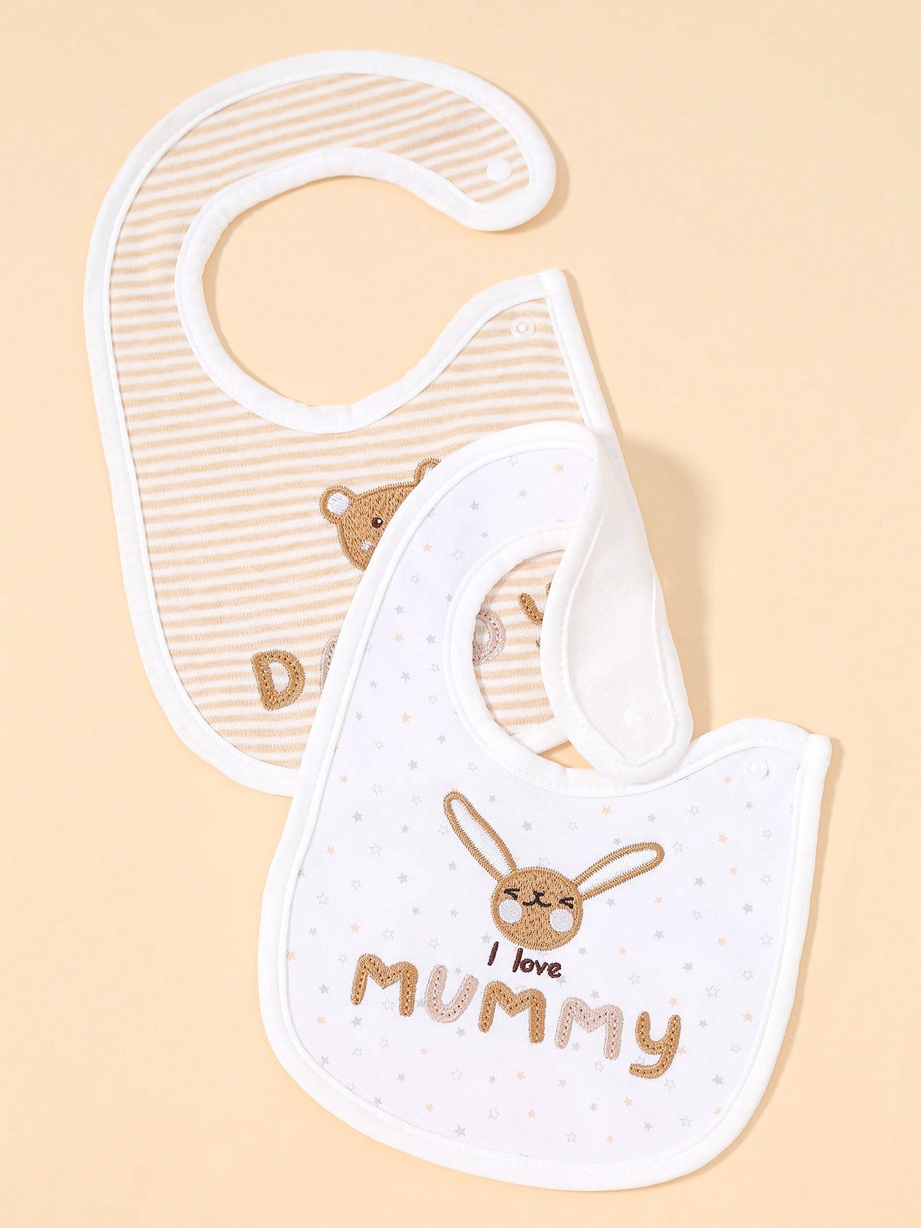 momscare 2pcs Baby Little Bear&Bunny&Striped Star&Valentine's Day Pattern Bibs,Soft Absorbent Feeding Bibs, Suitable For Newborns And Infants - Cute Design Baby Bibs - The Perfect Infant Feeding Gift For Boy And Girls
