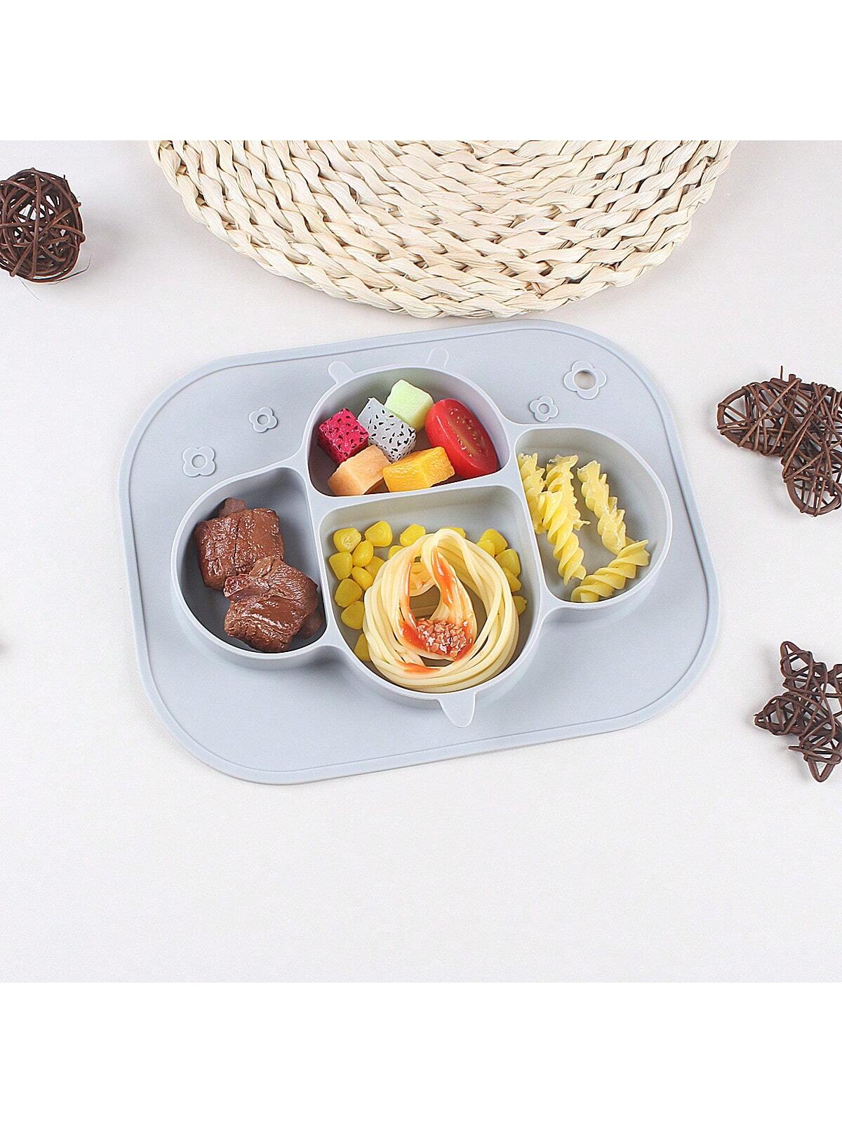 1pc Kids Silicone Divided Plate - Baby Feeding Tableware, Cute Cartoon Toddler Plate - Non-Slip Baby Food Bowl