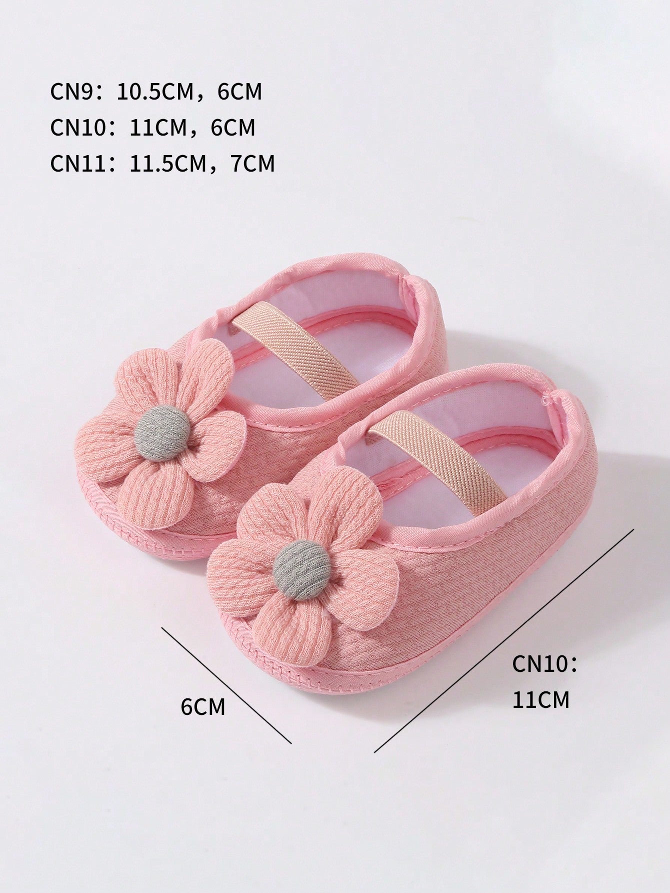 1 Pair Of Infant Shoes, Suitable For Indoor Anti-Slip Learning To Walk, Soft Flat Shoes For Infants, Simple And Solid Color Design Of Lovely Flowers.