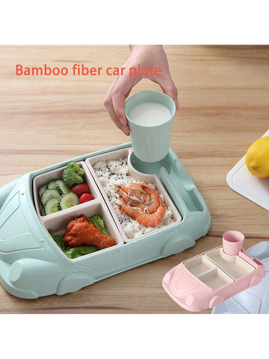 Creative Bamboo Fiber Children's Plate  Cartoon Complementary Food Plate Kindergarten Division Tableware Set Baby Plate