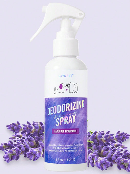 GJYC PET Lavender Pet Odor Eliminator Spray - Effective Deodorizer For Cat And Dog Urine Smells, Cat Litter Odor Removal, Air Freshener 5fl. Oz.