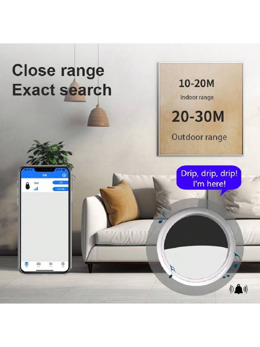 Pet Bluetooth Anti-Lost Device, Smart Key And Item Finder With Alarm For Cat And Dog Collars, Accurate And Long-Lasting Location Tracker