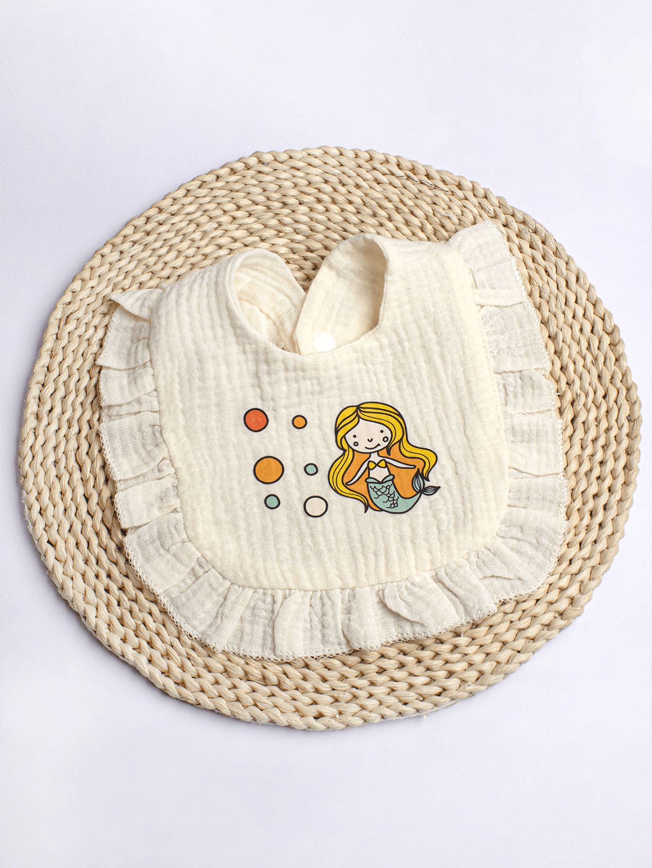 1pc Beige Heat-Pressed Baby Bib & Burp Cloth Set, Suitable For Mealtime To Prevent Clothing From Getting Dirty