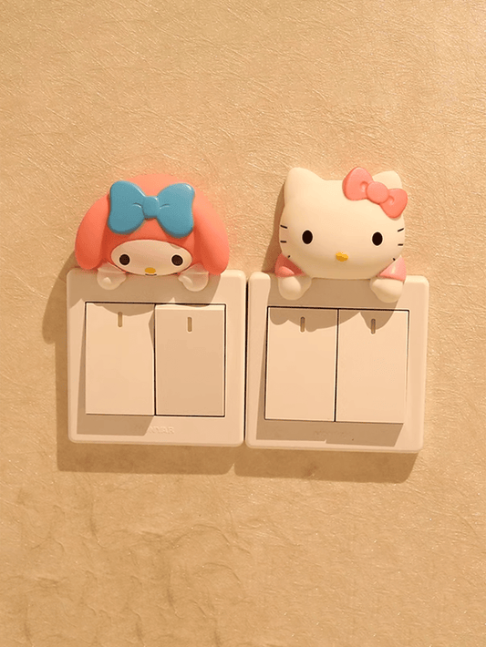 1Pc Hello Kitty My Melody Kitty Cat 3D Kawaii Room Decor Accessory Kit With Cute Beauty Wall Decals Socket Stickers And Plastic Material Perfect Gift (Some Parts May Be Random)