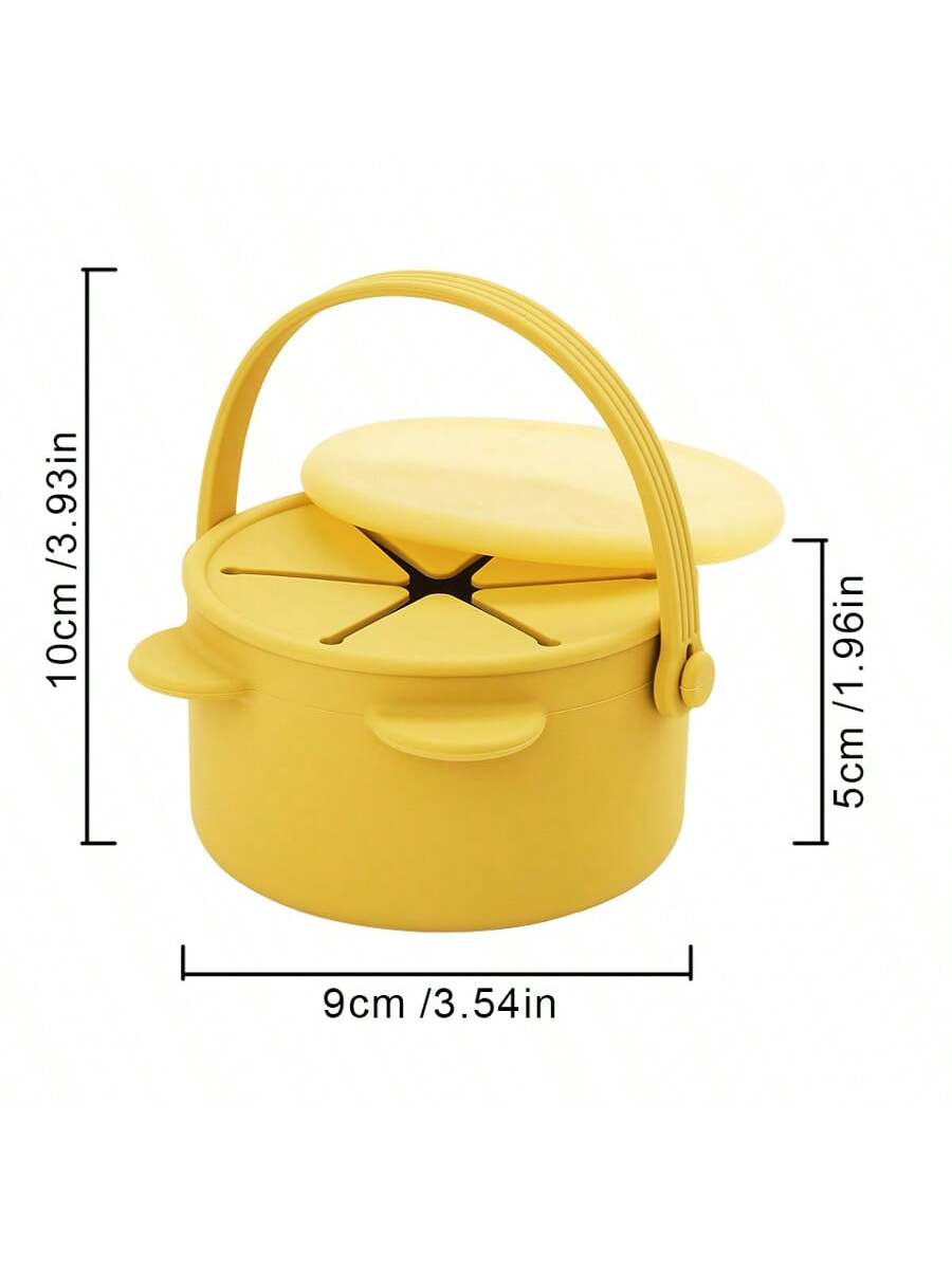 1pc Baby Silicone Snack Cup With Lid Solid Color Food Storage Box Container Bear Shape For Children