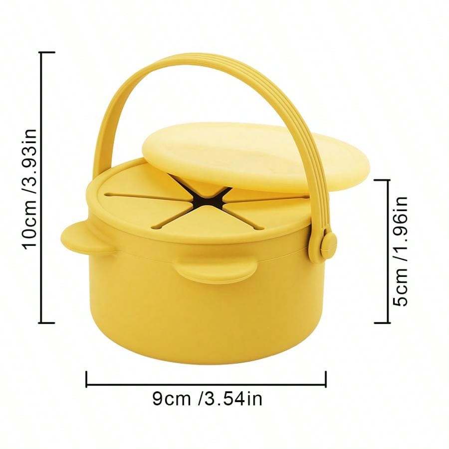 1pc Baby Silicone Snack Cup With Lid Solid Color Food Storage Box Container Bear Shape For Children