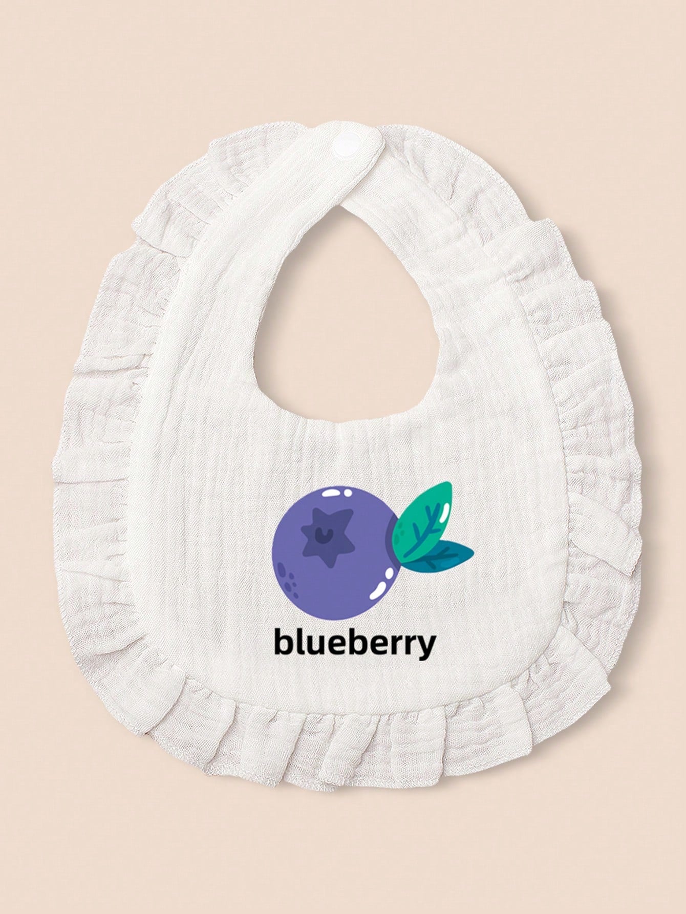 1pc Adorable White Printed Baby Bib Set For Mealtime, Prevents Clothes From Getting Dirty