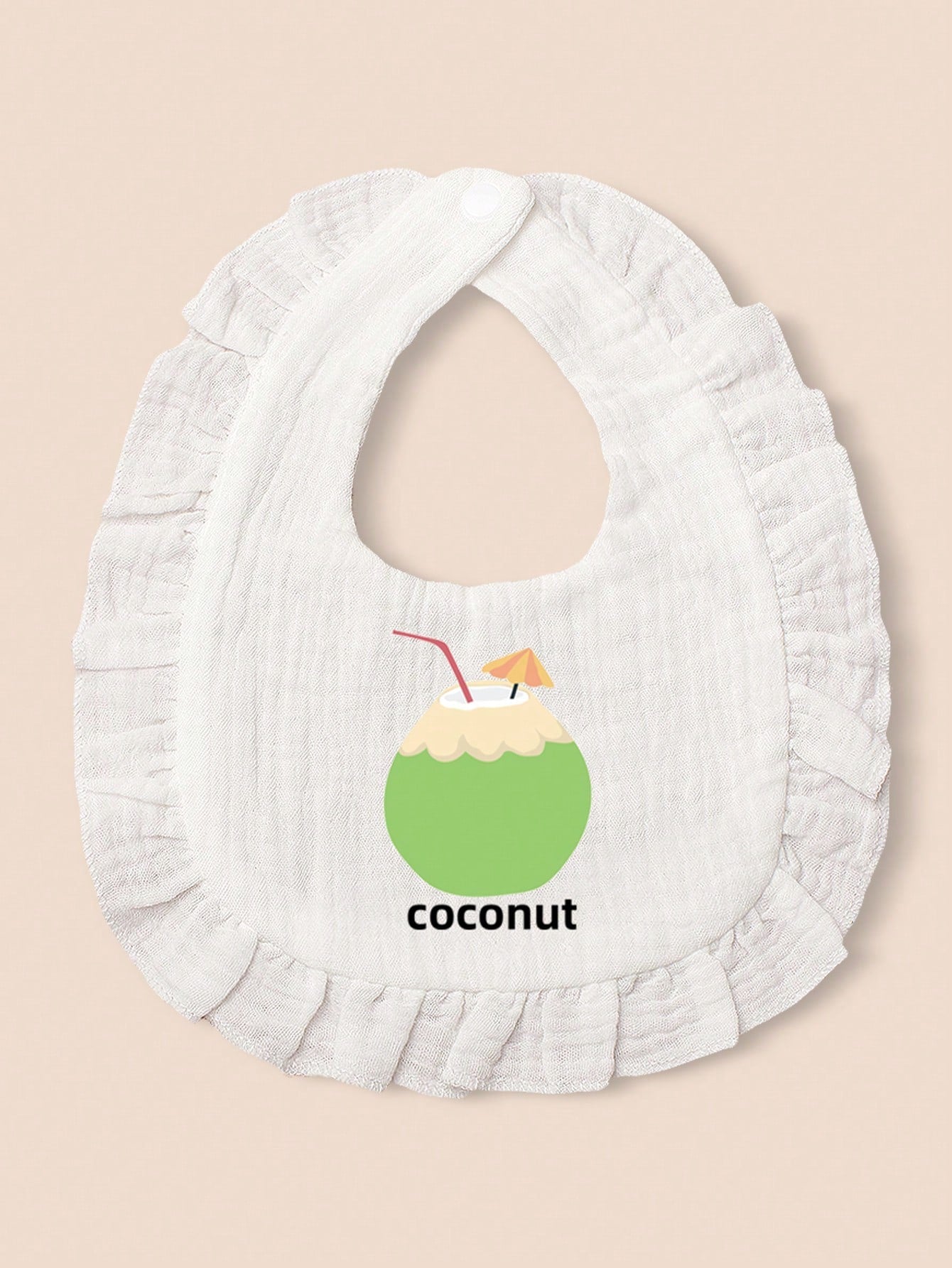 1pc Adorable White Printed Baby Bib Set For Mealtime, Prevents Clothes From Getting Dirty