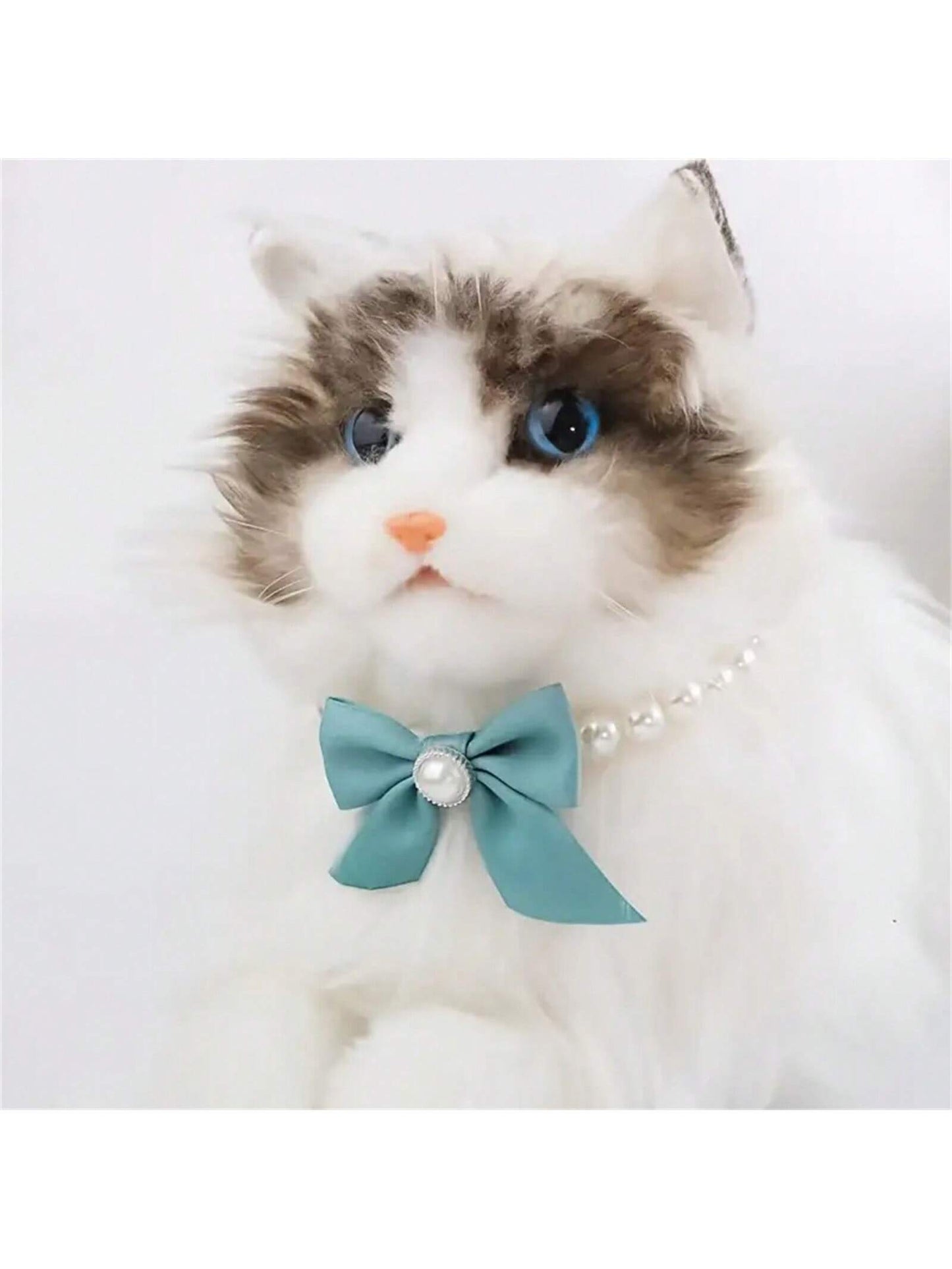 1pc Pet Cat Necklace, Cute Pearl Necklace, Bow Collar For Dogs And Cats