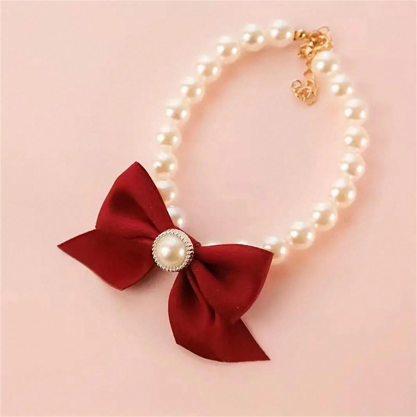 1pc Pet Cat Necklace, Cute Pearl Necklace, Bow Collar For Dogs And Cats