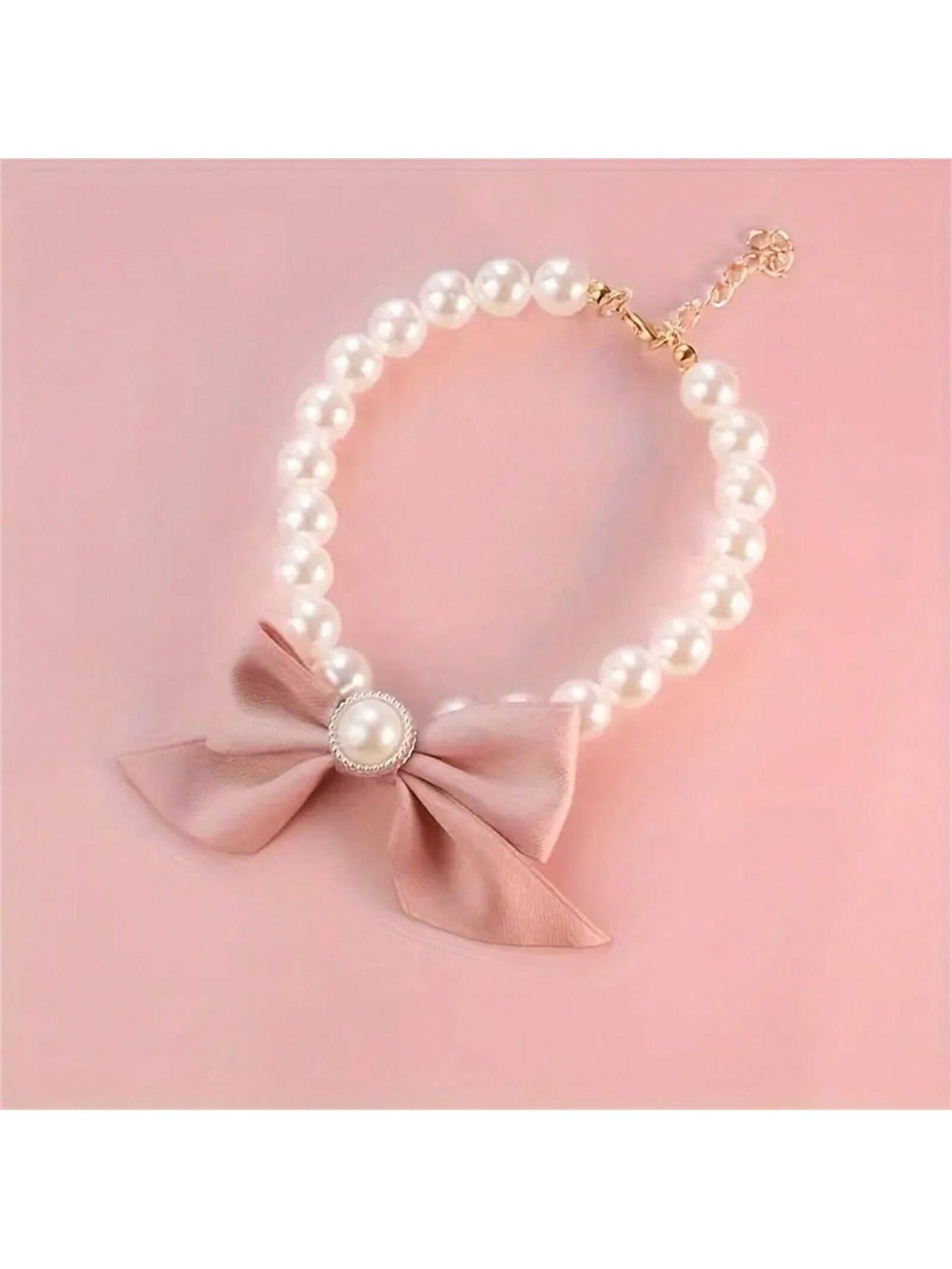 1pc Pet Cat Necklace, Cute Pearl Necklace, Bow Collar For Dogs And Cats