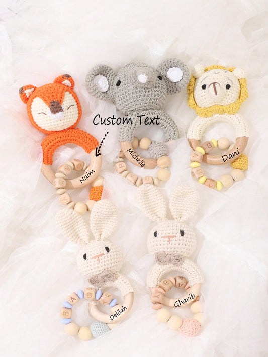 Personalized Crochet Toy Rattle For baby or Twins
