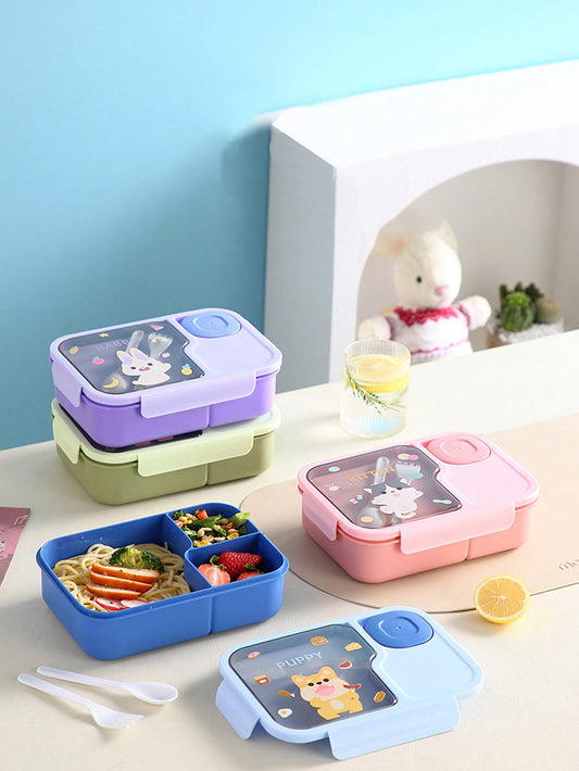 Leakproof Double Bento Lunch Box For Kids - Portable, Microwave Safe, Cartoon Anime Design
