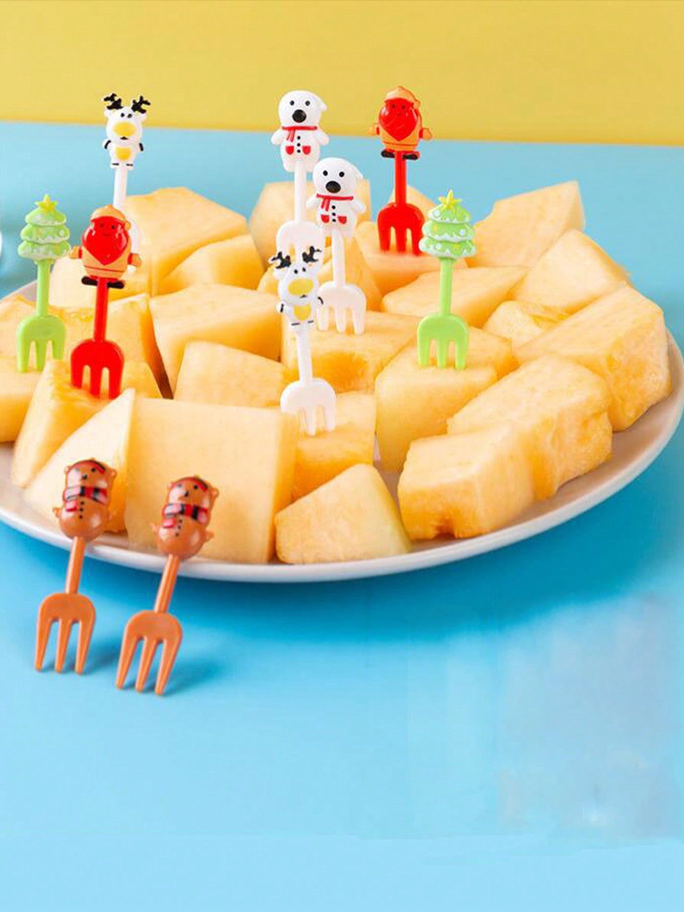 10/20/30pcs Christmas Gift Fruit Forks, Reusable Dessert Cake Picks, Random Colors Cocktail Party SuppliesHome Room Decoration,Kitchen,Christmas Gift