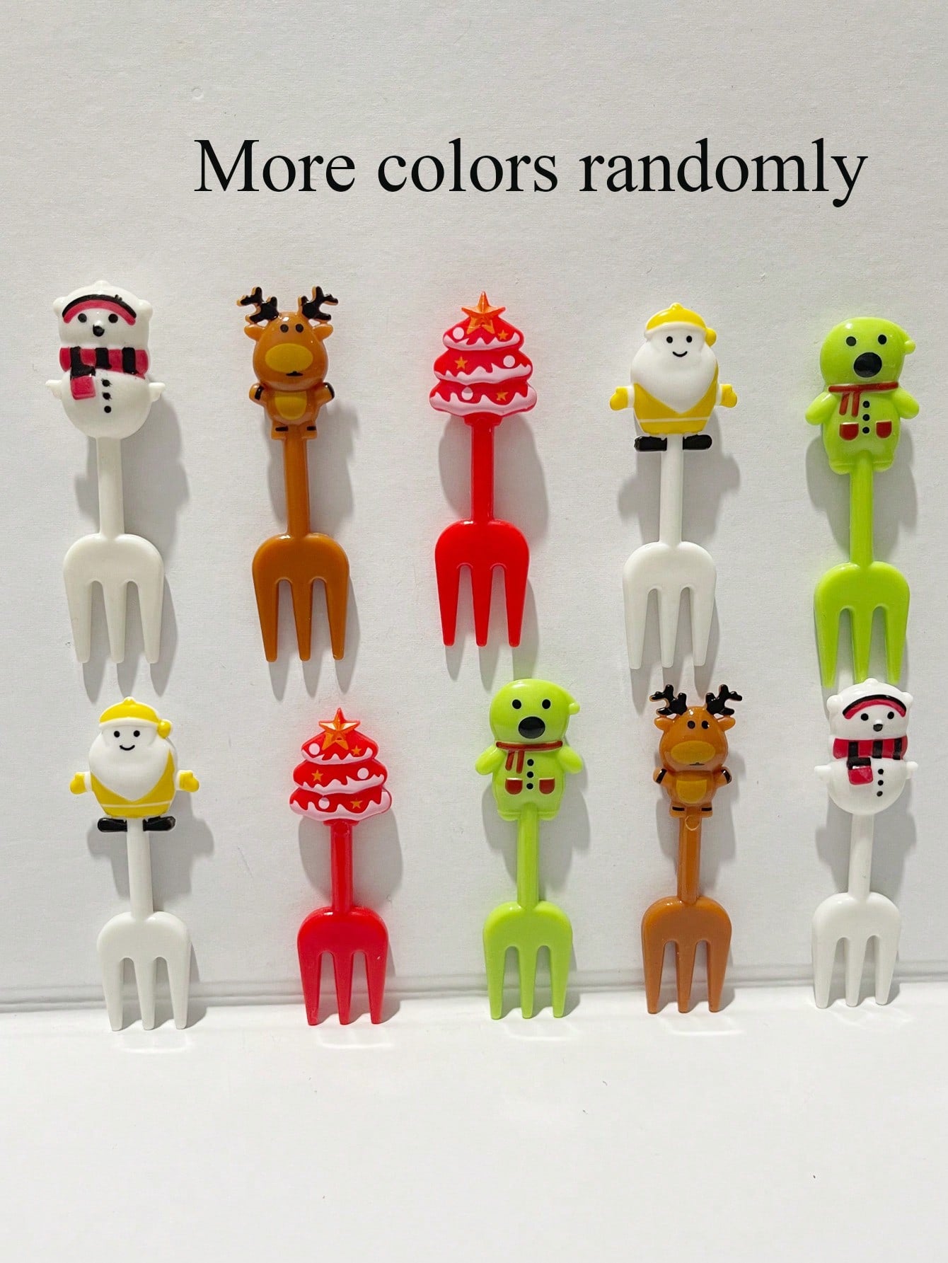 10/20/30pcs Christmas Gift Fruit Forks, Reusable Dessert Cake Picks, Random Colors Cocktail Party SuppliesHome Room Decoration,Kitchen,Christmas Gift