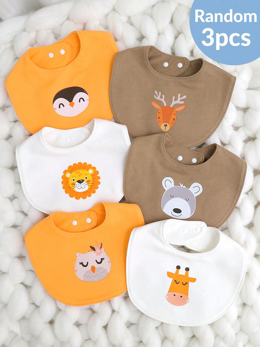momscare 3pcs/Set Random Baby Boy Cute Animal Print Bibs