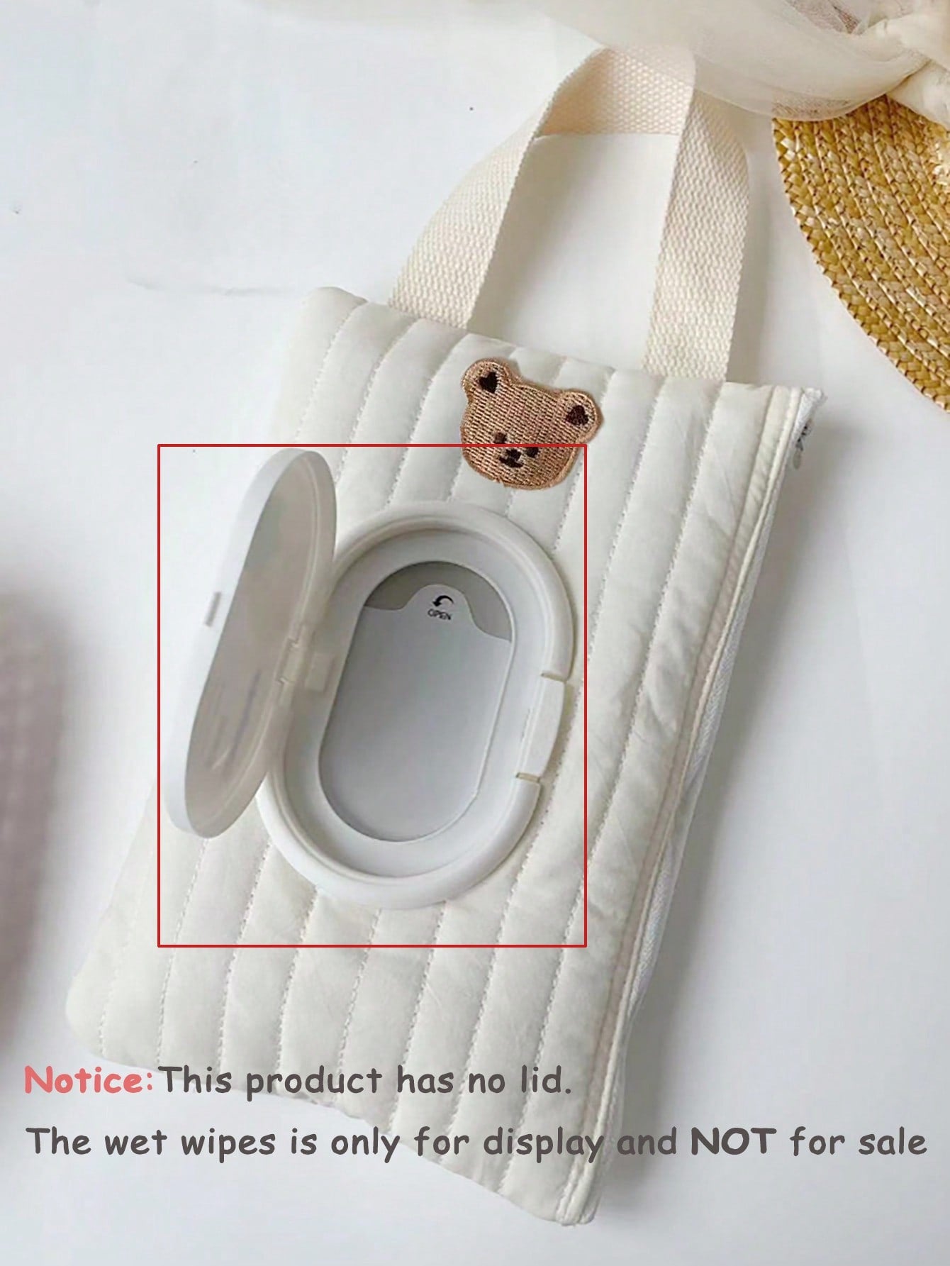 1pc Cartoon Bear Pattern Tissue Storage Bag For Car, Portable Handheld And Pull-Out Style Wet Wipes Organizer