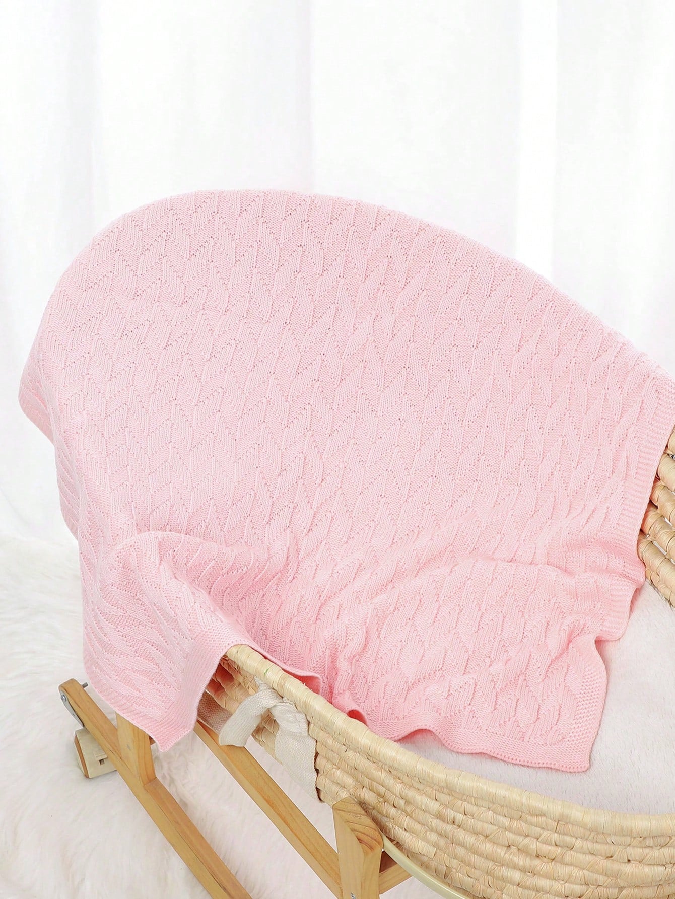 1pc Soft & Comfy Casual Minimalist Knitted Blanket For Baby Stroller, Nursery, All Season Use