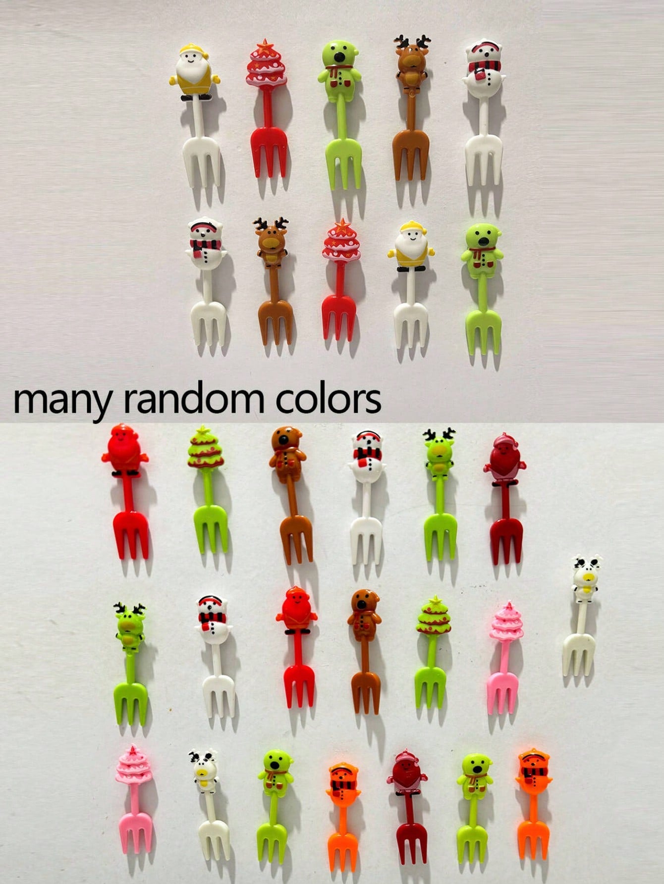 10/20/30pcs Christmas Gift Fruit Forks, Reusable Dessert Cake Picks, Random Colors Cocktail Party SuppliesHome Room Decoration,Kitchen,Christmas Gift