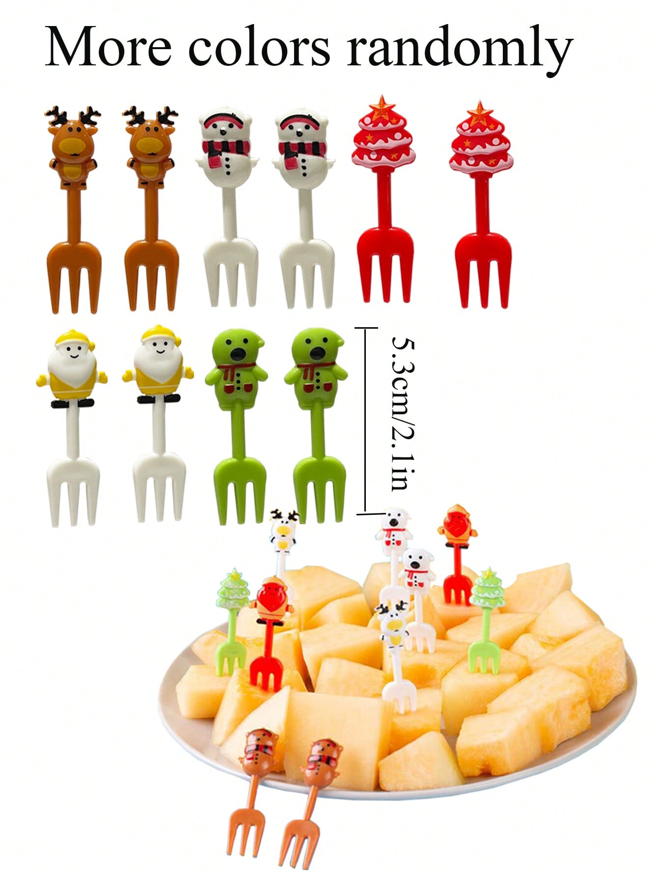 10/20/30pcs Christmas Gift Fruit Forks, Reusable Dessert Cake Picks, Random Colors Cocktail Party SuppliesHome Room Decoration,Kitchen,Christmas Gift