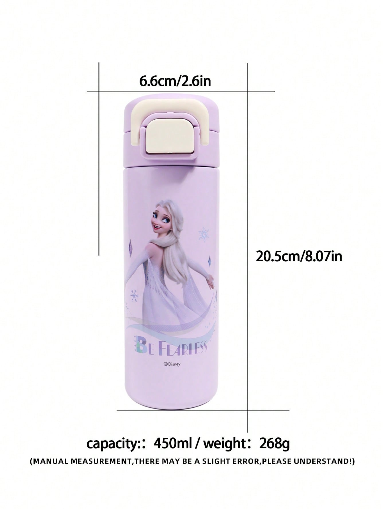 Disney 1pc Disney Elsa, Mickey, Stitch, Strawberry Bear Series 450ML Stainless Steel Children's Fashionable Direct Drinking Water Cup, Keeps Cold & Hot, Suitable For Daily Use