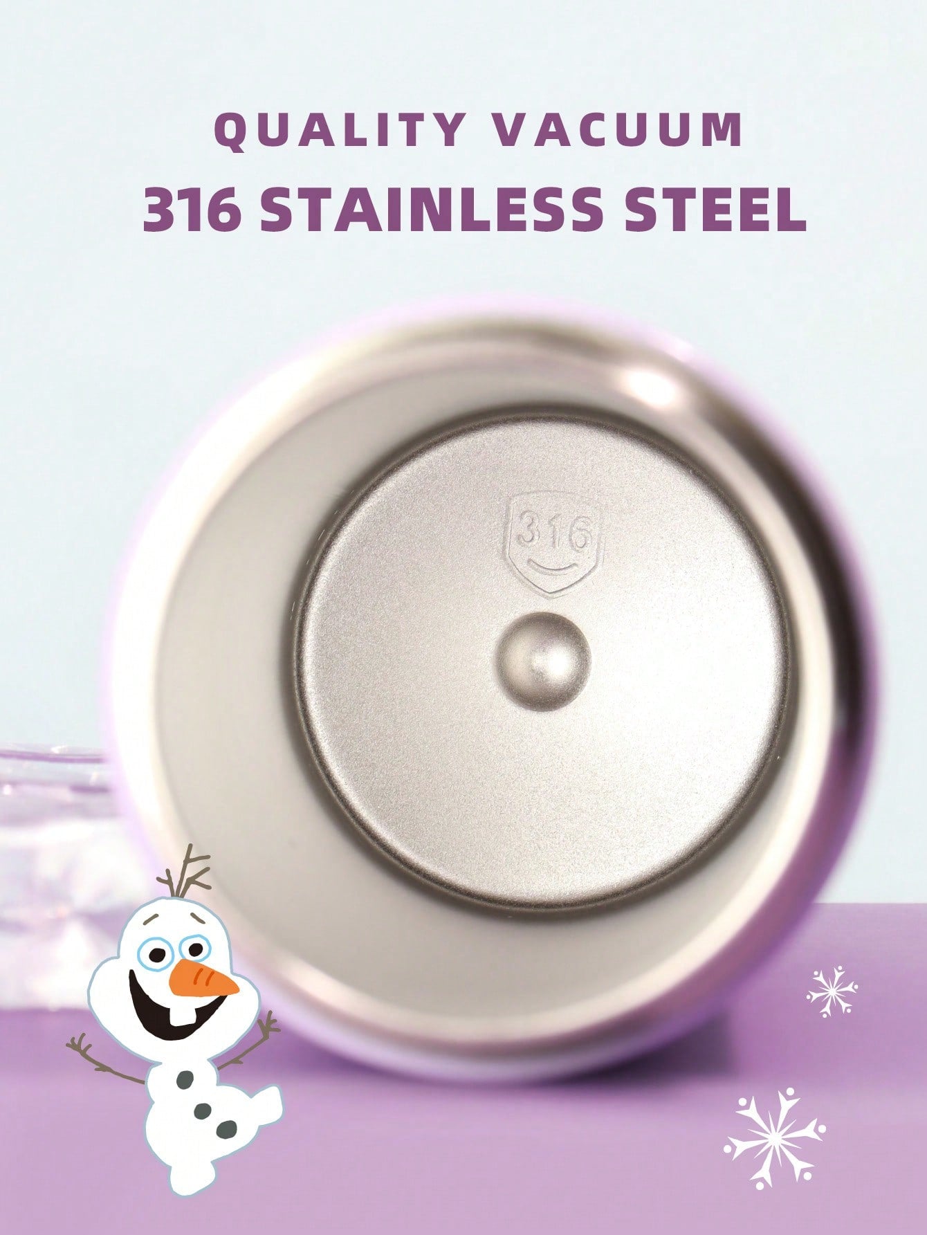 Disney 1pc Disney Elsa, Mickey, Stitch, Strawberry Bear Series 450ML Stainless Steel Children's Fashionable Direct Drinking Water Cup, Keeps Cold & Hot, Suitable For Daily Use